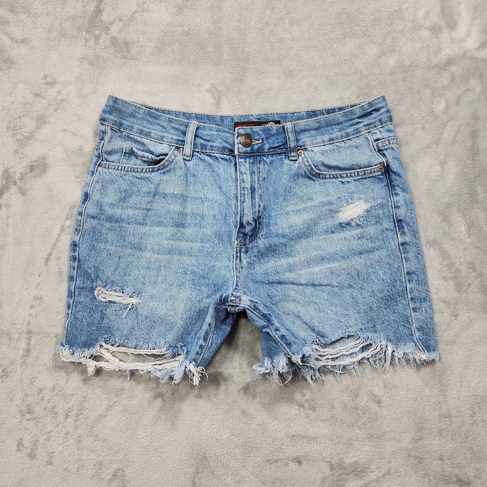 Royalty For‎ Me Shorts Womens 4 Blue High Rise Cutoff Raw Hem Distressed Denim